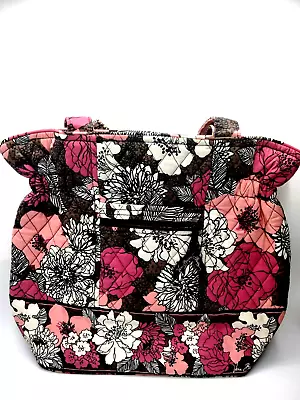 Vera Bradley Purse Retired Floral Mocha Rouge Laura Hobo Handbag Large   • $25