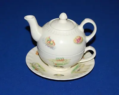 £10.99 • Buy Aynsley Edwardian Kitchen Garden Tea For One, Teapot Cup & Saucer. 1980s.
