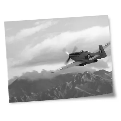 8x10  Prints(No Frames) - BW - P-51D Mustang Retro Airplane  #39342 • £4.99