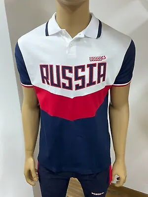 BOSCO SPORT Mens POLO Shirt Collection  RUSSIA 2018  OLYMPIC TEAM White/Blue • $27.57