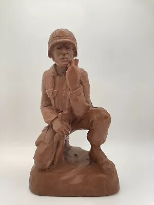 Wetherbee Military Soldier Figurine Faux Wood Resin Statue Red Mill Mfg Vintage • $20