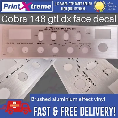 COBRA 148 GTL-DX Cb Radio Faceplate Bezel Decal Sticker BRUSHED ALUMINIUM VINYL • £14.99