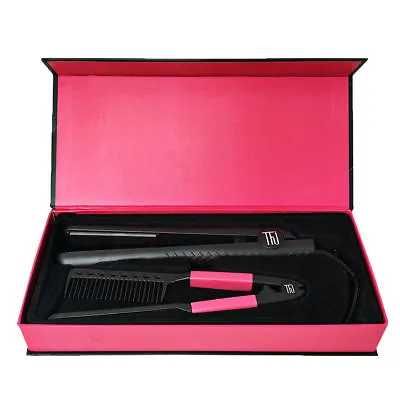 Brand New Women Black Flat Iron Professional Ceramic Hair Straightener Comb Set • $22.49