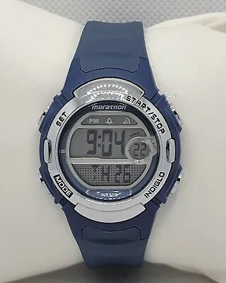 Ladies Timex Marathon Indiglo Alarm Chrono Blue Digital Watch TW5M14400 H2 • $14.99