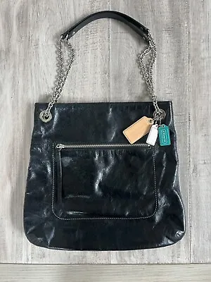 Coach Poppy Slim Black Leather Tote Shoulder Crossbody Bag F2119 • $75