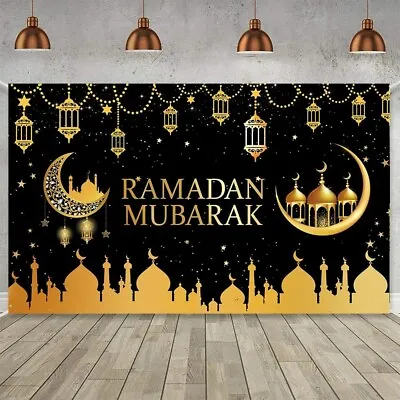 Large Ramadan Mubarak Banner Backdrop With 70.8''X43.3''Muslim EID Mubarak Hang • $14.90