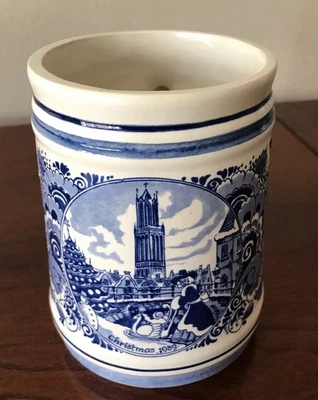 VTG 1989 Delft First Edition Blue White First Christmas Mug Tankard Porcelain BF • $7.46