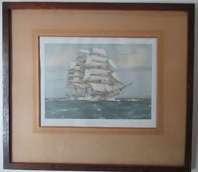 Old Vintage Maritime J SPURLING Sailing Ship Print Oak Framed • £10