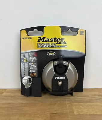 Master Lock M50XD Magnum Heavy Duty Stainless Steel Discus Padlock With Key • $9.99