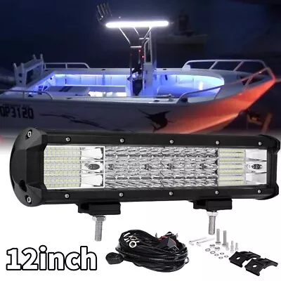 12  Inch Quad Row 1128W LED Light Bar Spot Flood Driving Lights For Boat Marine • $40.98