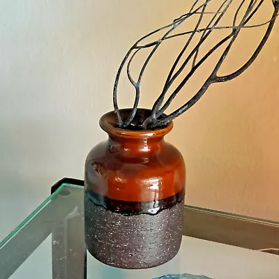 Vintage MCM Gabriel Sweden Small 4.5  Brown Textured Drip Glaze Vase EUC • $24.95