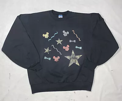 Vintage 80s Disney Mickey Mouse Crewneck Sweatshirt Made USA Size XL Black • $20