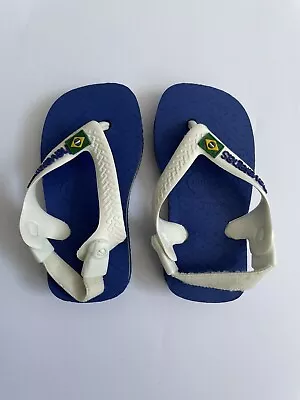 Havaianas Flip Flops Baby  Size 19 Blue And White • £2.99