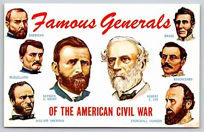 Famous People~Union Confederate Generals Of American Civil War~Vintage Postcard • $3.70
