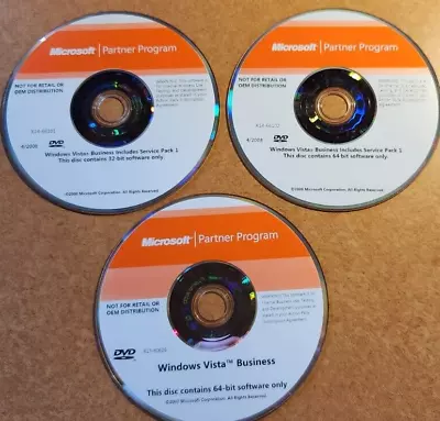 Microsoft Windows Vista Business 32-bit 64-bit Incl Service Pack  1 + KEY 3 DVDs • $20