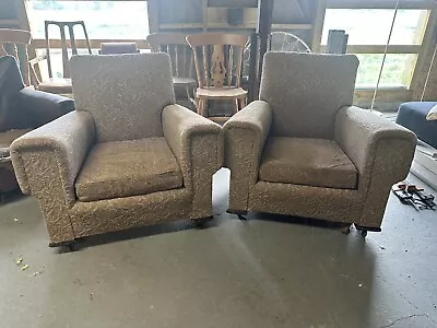 1950s Harrods Club Chairs - Upholstery Project? Delivery & Upholstery Possible • £90