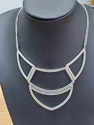 Necklace Bib Silver Toned  Layered Statement  Necklace Egyptian Style #47 • £2.99