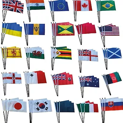 Waving Hand Flag 3Pack Solid Plastic Stick 150+ Designs FREE UK DELIVERY! • £5.99