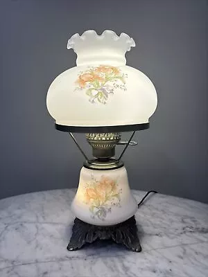 * Vintage Gone With The Wind 3-Way Hurricane Parlor Lamp Floral 14.5” • $34.99