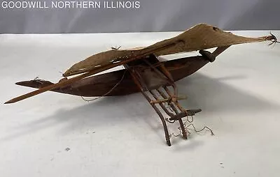 Vintage Handmade Wood Sailing Boat Outrigger Canoe - For Repair AS IS • $9.99
