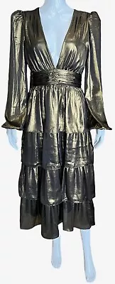 Wayf $168 Metallic Tiered Midi Dress Size M New With Tags • $59.99