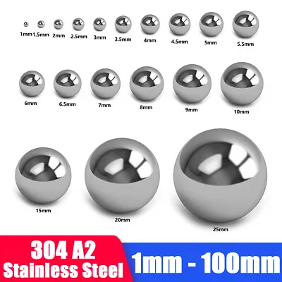 304 Stainless Steel Ball Bearings High Precision Solid Smooth Ball 1mm - 100mm • $2.52