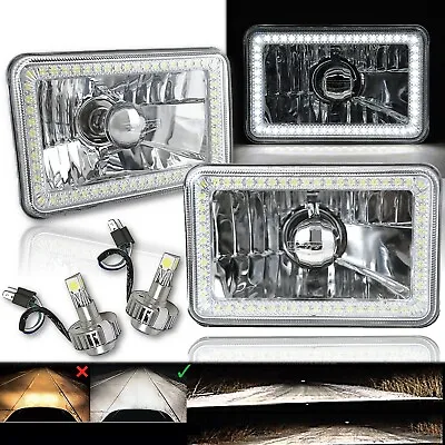 4X6  White SMD Halo Glass/ Metal Headlight 6000K 6K LED Light Bulb Headlamp Pair • $179.95