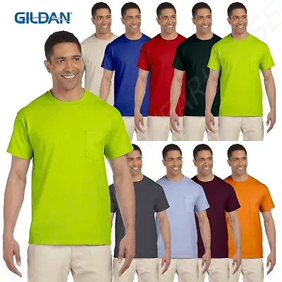 Gildan Mens T-Shirt Pocket Short Sleeves Ultra Cotton 6 Oz  S-XL M-G230 • $12.98