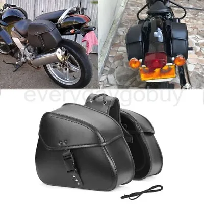 $63.53 • Buy PU Saddle Bags Saddlebag Black For Yamaha V Star XVS 650 950 1100 1300 Custom