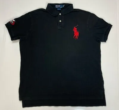 Polo Ralph Lauren US OPEN 2010 Rugby Polo Shirt Men Slim Fit XL Big Pony Black • $14.95