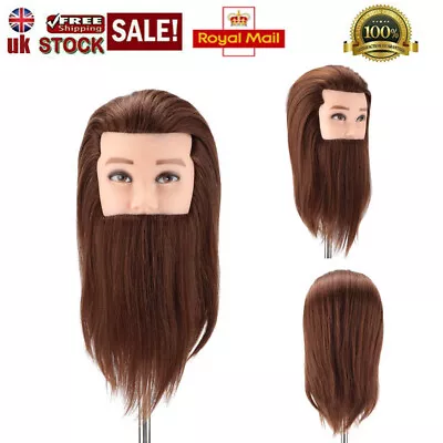 14  Barber Training Head 100% Man Real Hair Beard Hairdressing Mannequin Doll • £23.99