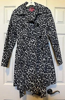 NEW MERONA Rain Jacket Coat Tie Waist Women’s Leopard SMALL Trench COAT LONG • $17