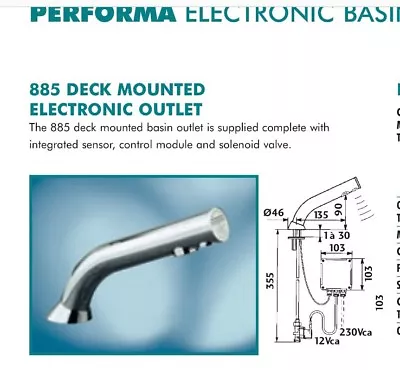 £120 • Buy Pegler Performa 885 Electronic Deck Mounted Basin Mixer Tap Mains 885CP