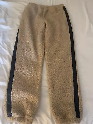 STAUD Chutes Fleece Faux Leather Trim Track Pants Sz S NWT! Retail 245.00 • $115.99