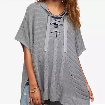 Motherhood Gray Grommet Tie Poncho Hood Hooded Sweater NEW NWT • $19.85