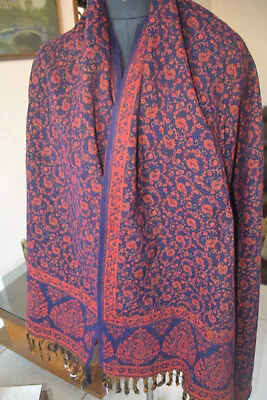 Meditation Blue Shawl Soft Thick Warm Yak Wool Handmade Reversible Travel Wrap • $45