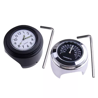 7/8  1  Universal Fit For Motorcycle Handlebar Dial Clock & Thermometer Temp Kit • $14.54