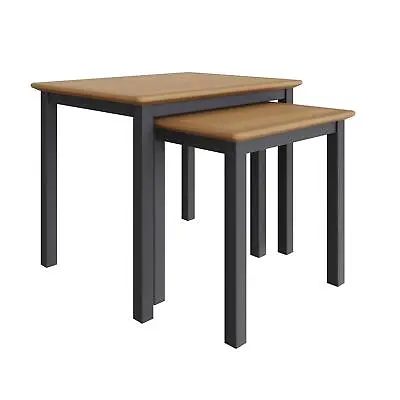  Assembled Nest Of Tables Graphite Blue Oak Veneer Coffee Table • £99.95