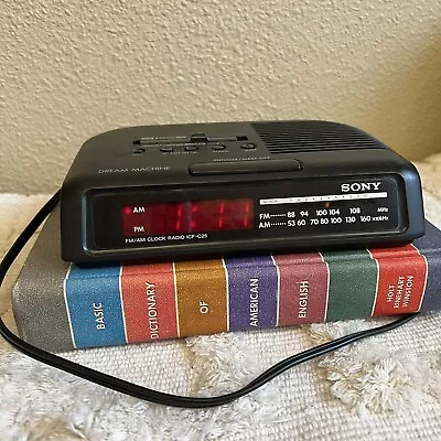 Vintage Sony ICF-C25 Black Dream Machine FM/AM Alarm Clock Radio Tested & Works • $18