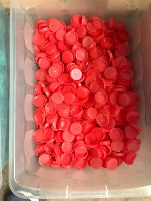 100 Plastic Milk Bottle Tops Caps Red For Arts And Kids Craft Projects • £2.50