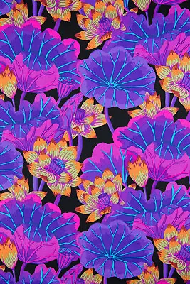 Kaffe Fassett Lake Blossoms Gp93 Black Cotton Floral Fabric 1/2 Yd • $6.70