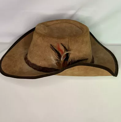 Vintage Weston San Francisco Cowboy Hat Feather Braided Band Western Brown Suede • $40