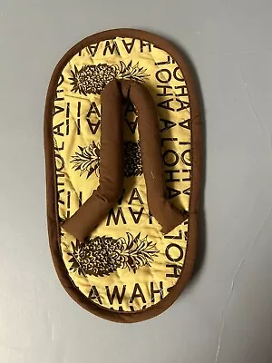 Hawaiian Footmop Foot Mop Large Towel Pineapple Brown Handmade • $14.95