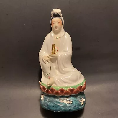 Vintage Rose Famille Style Marked Signed Quan Yin Porcelain Statue 8” • $35