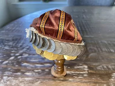 Antique Middleeastern Muslim Arab Doll Cloth Colorful Real Coins Hat • $39