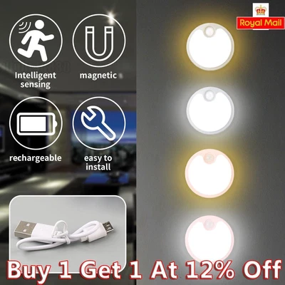 £3.61 • Buy 5 LED Magnetic Motion Sensor Night Light USB Charge For Toilet/Wardrobe/Kitchen