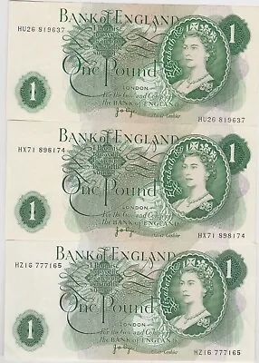 Three B322 Page Hu Hx & Hz £1 Bank Of England Notes Near Mint Condition  • £18.50