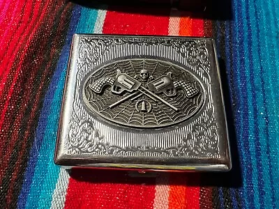 Vintage Metal Pockets Cigarette Case Holder Wallet Storage Box Revolver Gun • $10.99