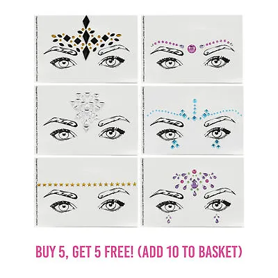 Face Gems Adhesive Glitter Jewel Tattoo Festival Rave Party Body Make Up Y2k Uk • £1.99