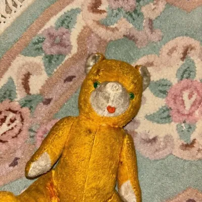 Antique Stuffed Teddy Bear Orange Shabby • $50